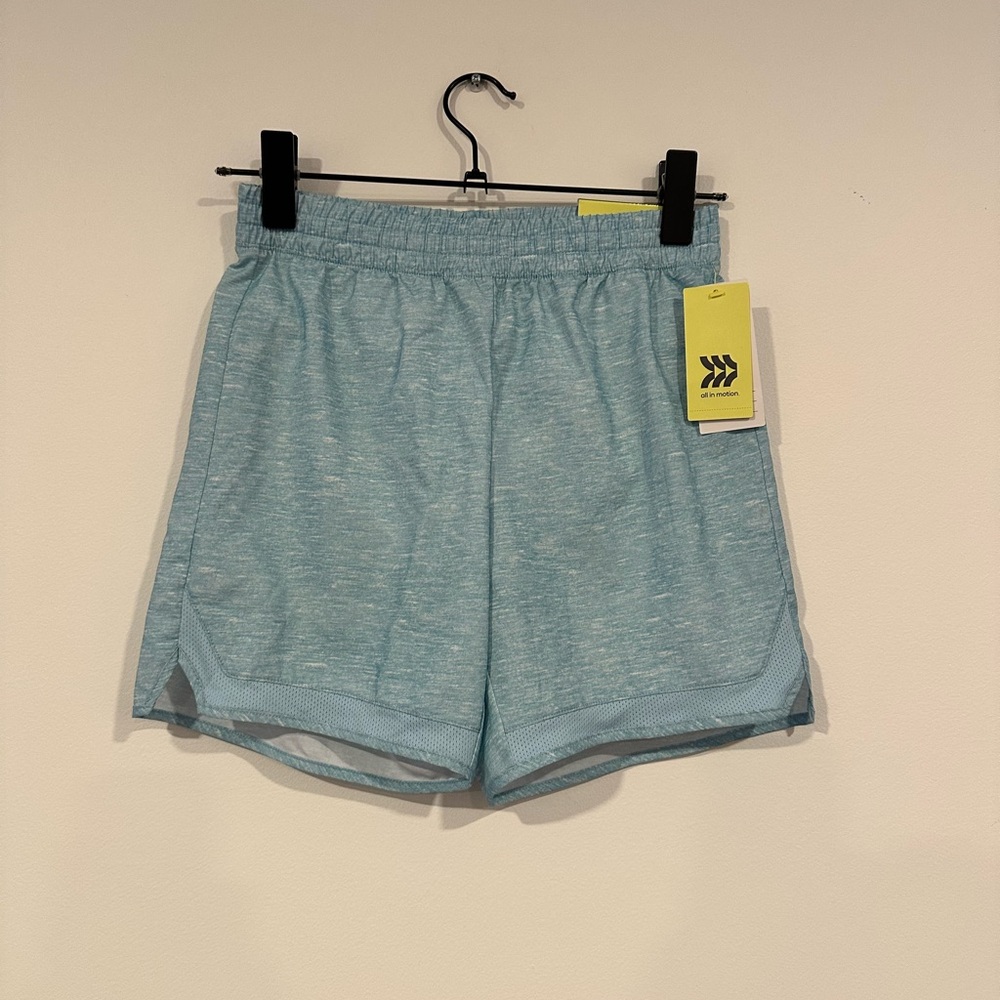 NWT All in Motion Girl’s Light Blue Athletic Shorts Size 10-12